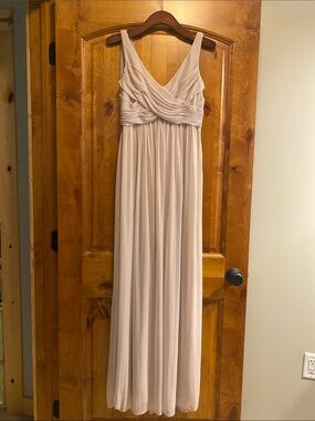 David's Bridal | Dresses | Davids Bridal Bridesmaid Dress With Flutter Sleeve Full Skirt In Sand